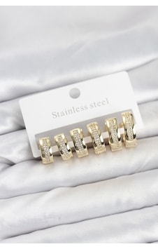 316l Çelik Gold Renk Zirkon Taşlı Halka Küpe Seti - Tj-bkp11526 Diğer 316l Çelik Gold Renk Zirkon Taşlı Halka Küpe Seti - Tj-bkp11526 Diğer