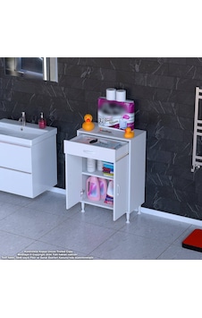 Modilayn Emir 65x88x32,5 Cm 1 Çekmece 2 Kapak 1 Raf 2 Bölme Çok Amaçlı Banyo & Mutfak Dolabı Beyaz