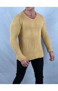 Modefendi Yüksek Kalite Çelik Örme Oversize Kazak Sarı Modefendi Yüksek Kalite Çelik Örme Oversize Kazak Sarı