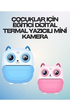 Termal Yazıcılı Dijital Kamera Usb Şarjlı Hd Video Destekli Mavi