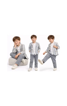 Veraura Lifestyle 1-5 Yaş Müslin Gömlekli Keten 3 Parça Çocuk Takımı Mavi Veraura Lifestyle 1-5 Yaş Müslin Gömlekli Keten 3 Parça Çocuk Takımı Mavi