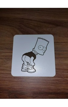 Lavanta Tasarım Bart Simpson P.po Ahşap Bardak Altlığı Beyaz Lavanta Tasarım Bart Simpson P.po Ahşap Bardak Altlığı Beyaz