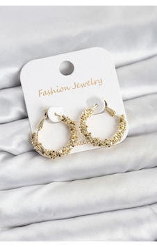 Ceylan Adam Pirinç Gold Renk Küçük Tırtıklı Halka Model Kadın Küpe Çok Renkli Ceylan Adam Pirinç Gold Renk Küçük Tırtıklı Halka Model Kadın Küpe Çok Renkli