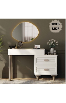 Lavanta Mdf Makyaj Masası Ledli Ayna Dahildir Kırık Beyaz Lavanta Mdf Makyaj Masası Ledli Ayna Dahildir Kırık Beyaz