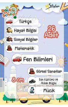 Okul Ders Etiketi Cars Temalı 26 Adet 8 Cm Okul Ders Etiketi Diğer Okul Ders Etiketi Cars Temalı 26 Adet 8 Cm Okul Ders Etiketi Diğer