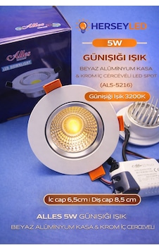 Alles 5w Günışığı Beyaz Kasa Led Spot Gün Işığı Alles 5w Günışığı Beyaz Kasa Led Spot Gün Işığı