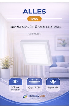 Alles 12w Beyaz Işık Beyaz Kasa Sıva Üstü Kare Led Panel Beyaz Işık Alles 12w Beyaz Işık Beyaz Kasa Sıva Üstü Kare Led Panel Beyaz Işık