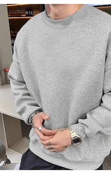 Erkek Düz Bisiklet Yaka Sweat - Gri Gri Erkek Düz Bisiklet Yaka Sweat - Gri Gri