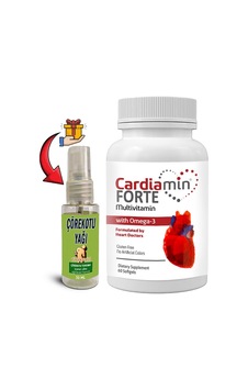 Cardiamin Forte 1 Kutu Multivitaminli Omega3lü 60 Soft Jel Kapsüllü Formül + Çörek Otu Yağı 30 Ml Cardiamin Forte 1 Kutu Multivitaminli Omega3lü 60 Soft Jel Kapsüllü Formül + Çörek Otu Yağı 30 Ml