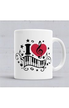 I Lowe Muzic Seni Seviyorum Müzik Kupa Bardak Porselen Karışık I Lowe Muzic Seni Seviyorum Müzik Kupa Bardak Porselen Karışık