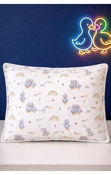 More Home Müslin Bebek Yastık Kılıfı Kapaklı 35x45 Ördek Gök Kuşağı Gri Krem