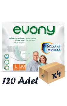 Evony Emici Külot Bel Bantlı Yetişkin Hasta Bezi L 4 x 30'lu Evony Emici Külot Bel Bantlı Yetişkin Hasta Bezi L 4 x 30'lu