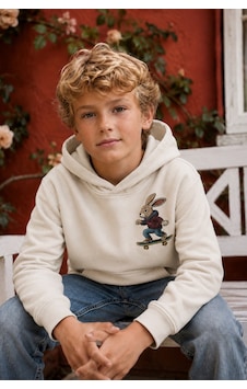 Esila Kids Erkek Çocuk Kapüşonlu Baskılı Sweatshirt Kanguru Cepli Günlük Hoodie Ekru Esila Kids Erkek Çocuk Kapüşonlu Baskılı Sweatshirt Kanguru Cepli Günlük Hoodie Ekru