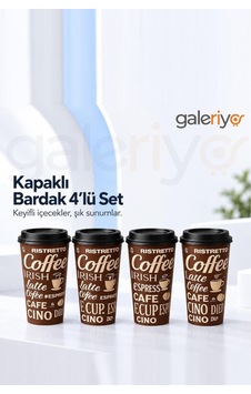 Galeriyo Kahve Bardağı Coffe Desenli 4 Adet Kahverengi
