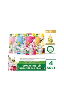Elektrikli Oda Kokusu Yedek Yasemin Çiçeği + Beyaz Orkide + Sakura Bahçesi + Vanilya Büyüsü 4x19 Ml Karışık