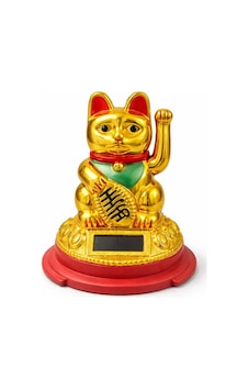 5 Adet Güneş Enerjili Pati Salayan Şans Kedisi Solar Dekor Figür Plastik Maneki Neko Lucky Cat
