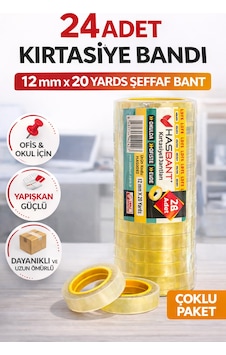 24 Adet Kırtasiye Bandı 12 Mm X 20 Yards Şeffaf Bant Güçlü Yapışkan Ofis Okul Ev Kullanımı Bant Seti 24 Adet Kırtasiye Bandı 12 Mm X 20 Yards Şeffaf Bant Güçlü Yapışkan Ofis Okul Ev Kullanımı Bant Seti