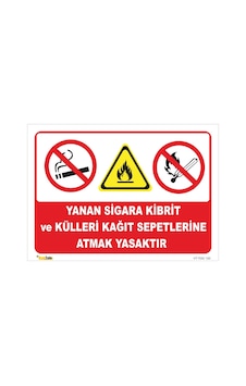 Yanan Sigara Kibrit Ve Külleri Kağıt Sepete Atma - Isg Levhası Yanan Sigara Kibrit Ve Külleri Kağıt Sepete Atma - Isg Levhası