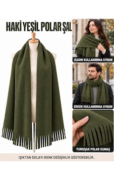 Bigohobi Unisex Polar Şal, Kadın Ve Erkek Kışlık Püsküllü Yumuşak Polar Kumaş Şal Haki Bigohobi Unisex Polar Şal, Kadın Ve Erkek Kışlık Püsküllü Yumuşak Polar Kumaş Şal Haki