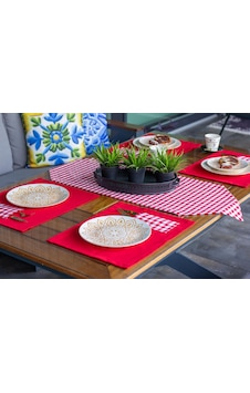 Tropik Home Amerikan Servis Moena Dinner Runner Seti - Kırmızı Tropik Home Amerikan Servis Moena Dinner Runner Seti - Kırmızı