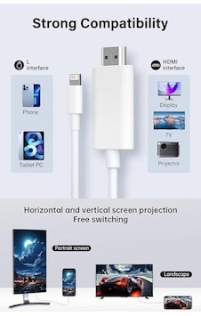 Lightning Uyumlu To Hdmi İos Uyumlu To Hdmi İphone Uyumlu Hd Hdmi Kablo 4k Ultra Hd Hdmı Kablo Tak Çalıştır 2 Metre Hb-17 Lightning Uyumlu To Hdmi İos Uyumlu To Hdmi İphone Uyumlu Hd Hdmi Kablo 4k Ultra Hd Hdmı Kablo Tak Çalıştır 2 Metre Hb-17
