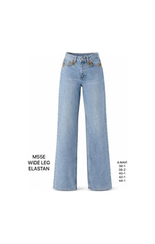 Miss Poem Kadın A.mavi Çiçek Taş Aksesuarlı Geniş Paça Jean Pantolon Açık Mavi Miss Poem Kadın A.mavi Çiçek Taş Aksesuarlı Geniş Paça Jean Pantolon Açık Mavi