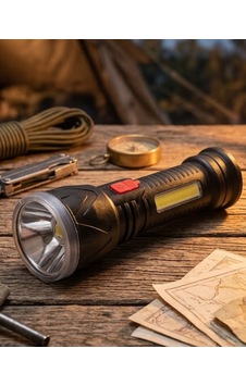 Şarjlı Led El Feneri 9 Led Güçlü Işık Ve 4 Modlu Kullanım 3 Renk