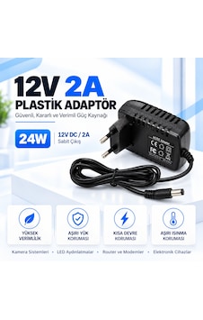 12v 2a Plastik Adaptör 24w Güç Kaynağı