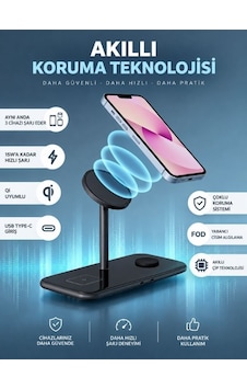 Sw12 3 Ü 1 Arada Hızlı Kablosuz Şarj Cihazı Telefon, Kulaklık, Akıllı Saat
