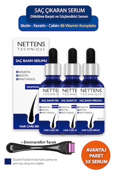 Nettens Hair Saç Serumu 3 X 50 Ml + Dermaroller Tarak