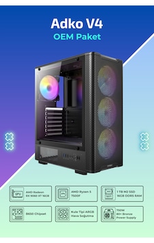 IH ADKO V4 R5-7500F 16 GB 1 TB SSD 16 GB RX9060 XT Free Dos Oem Paket Masaüstü Oyuncu Bilgisayarı IH ADKO V4 R5-7500F 16 GB 1 TB SSD 16 GB RX9060 XT Free Dos Oem Paket Masaüstü Oyuncu Bilgisayarı