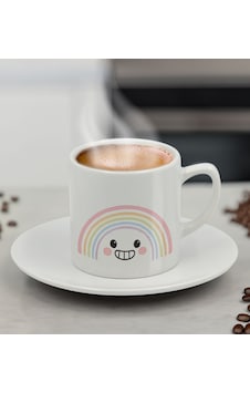 Bk Gift Sevimli Yüz Tasarımlı Mini Seramik Türk Kahvesi Fincanı, Renkli Eğlenceli Kahve Fincanı-14 Çok Renkli Bk Gift Sevimli Yüz Tasarımlı Mini Seramik Türk Kahvesi Fincanı, Renkli Eğlenceli Kahve Fincanı-14 Çok Renkli
