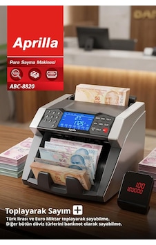 Aprilla Abc-8820 Para Sayma Makinesi / 1000 Adet/dk & Oyuncak Banknot Tespit & Müşteri Ekranı Aprilla Abc-8820 Para Sayma Makinesi / 1000 Adet/dk & Oyuncak Banknot Tespit & Müşteri Ekranı