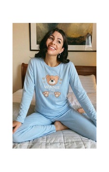 Femelle Mavi Ayıcık Desenli Pijama Takımı Açık Mavi Femelle Mavi Ayıcık Desenli Pijama Takımı Açık Mavi