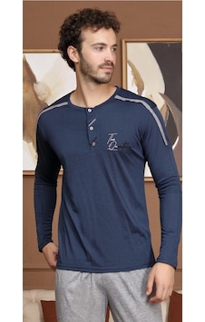 Bone Club 5560 Uzun Kol Erkek Pijama Takım İndigo V1 Indigo - Mavi Bone Club 5560 Uzun Kol Erkek Pijama Takım İndigo V1 Indigo - Mavi
