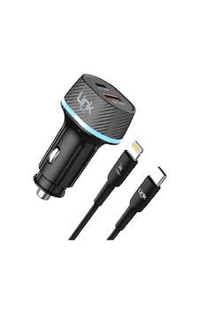 Linktech C435 55w Dual Pd30w + Qc25w Araç Şarj Aleti Type-c To Lightning Kablo Set -