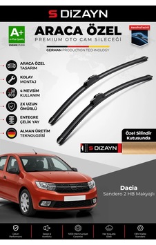 S-dizayn Dacia Sandero 2 Hb Makyajlı Ön Cam Silecek Seti 2016-2020 Premium Araca Özel 55-48 Cm A+ K