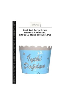 Özel Seri Sofra İkram Hazırlık Mafin Kek Kapsülü Mavi Gümüş 12 Li Özel Seri Sofra İkram Hazırlık Mafin Kek Kapsülü Mavi Gümüş 12 Li