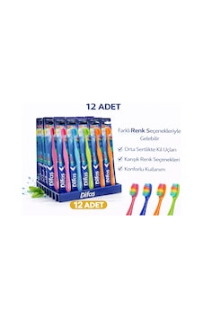 Difas Rainbow Orta Sert Diş Fırçası Medium 12adet