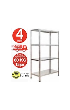 GalvanizRaf 4 Katlı Galvaniz Çelik Arşiv Depo Kiler Rafı
