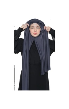 Ardün Hijab Hazır Pratik Geçirmeli Lüks Penye Şal Gri - 691664407 Gri