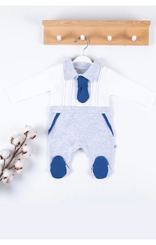 Baby Donat Kravat Aksesuarlı Ayaklı % 100 Pamuklu Erkek Bebek Tulumu Gri Baby Donat Kravat Aksesuarlı Ayaklı % 100 Pamuklu Erkek Bebek Tulumu Gri