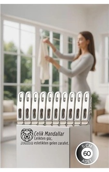 Premium Çelik Mandal Seti - 60'lı Elite Seri, Endüstriyel Mukavemetli Çamaşır Mandalı 722780 40 x 19