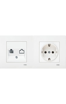 Light Viko Karre Beyaz İkili Set Nümeris Rj11 Ve Topraklı Priz Light Viko Karre Beyaz İkili Set Nümeris Rj11 Ve Topraklı Priz