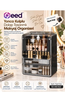 Need Yonca Kulplu Dolap Tasarımlı Çekmeceli Makyaj Ve Kozmetik Organizeri Siyah / Siyah Kulp Nd-808-blk Need Yonca Kulplu Dolap Tasarımlı Çekmeceli Makyaj Ve Kozmetik Organizeri Siyah / Siyah Kulp Nd-808-blk