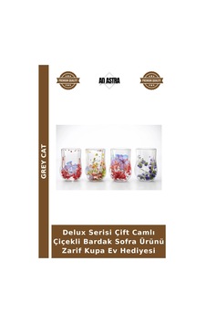 Delux Serisi Çift Camlı Çiçekli Bardak Sofra Ürünü Zarif Kupa Ev Hediyesi Çok Renkli Delux Serisi Çift Camlı Çiçekli Bardak Sofra Ürünü Zarif Kupa Ev Hediyesi Çok Renkli