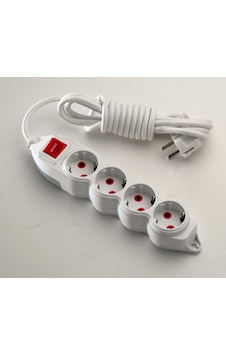 Mono Orion 4'lü Anahtarlı Topraklı Grup Priz 5 Metre (3x1) Beyaz
