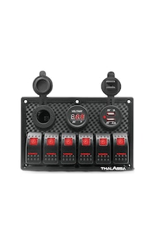 Bfy Switch Panel 6'Lı +Usb+Plastik Çakmaklık+ Voltmetre Kırmızı