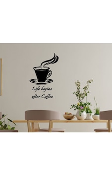 Bk Home Life Begins After Coffee Tasarımlı Duvar Sticker-1 Bk Home Life Begins After Coffee Tasarımlı Duvar Sticker-1