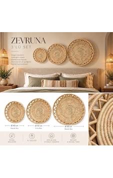 Zevruna 3 Lü Duvar Tabağı Seti Zevruna 3 Lü Duvar Tabağı Seti